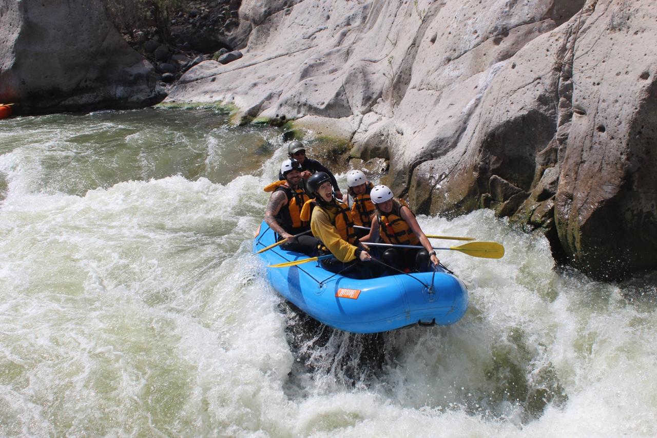 Rafting group enjoying an adventure together